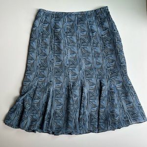Ann Taylor Loft blue and black print skirt